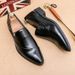 New Fashion Men's Brown Business Casual Loafer Shoes Daily Office Black Buckle Monk Men's Shoes One Foot Cover Banquet Dress Wedding Leather Shoes_vogvips.com