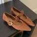 Korean Version Pointed Head Shallow Mouth One-word Buckle With Flat Bottom Low Heel Single Shoes 2025 New French Retro Suede Mary Jane Women_vogvips.com