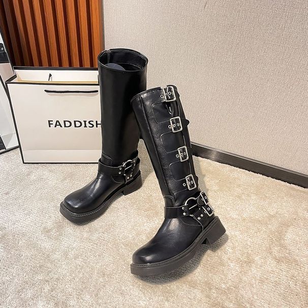 Belt Buckle Chunky Heel Brown Martin For Women Spring Summer Over-the-Knee Long Western Knight Fashion Boots_vogvips.com