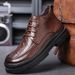 European Warm Series Martin Autumn British Style High Top Ankle Casual Work Thick Sole Leather Men's Fleece Lined Cotton Boots_vogvips.com