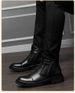 Casual Boots Leather Splicing Round Head Side Zipper High Top Men's Boots Rubber Non-slip Single Shoes_vogvips.com