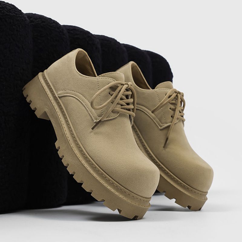 ShoeVault Derby 2025 New Spring And Autumn Low-top Martin Boots Men's Retro Work Thick-soled Height-increasing Suede Shoes_vogvips.com
