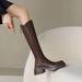 Women's Chunky Heel Knee High Boots Platform Retro Riding Boots With Back Zipper And Faux Fur Lining Fleece Lined, Retro Back Zipper Riding Boots._vogvips.com