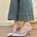 2025 Spring New French Satin Fashion High Heels Women Thin Heel Pointed Closed Toe Sandals Outdoor Rhinestone Versatile_vogvips.com