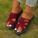 Light Foam Sole Plus Size Slippers Flat Bottomed Casual Open Toe Beach Sandals Women's Shoes_vogvips.com
