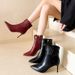 Winter Fashion High Heel Ankle Boots For Women Pointed Toe Belt Buckle Stiletto Heel Side Zipper Plus Size European American Style_vogvips.com
