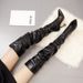 Elegant Pointed Toe Stiletto Knee High Boots For Women - Slenderizing High Heel Boots With Wine Glass Heel - Black & White_vogvips.com