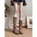 2025 New Summer Thin Style Paired With Skirt Boots, Children's Thick Soled Long Boots, Brown Stacked High Boots, Maillard Boots_vogvips.com