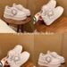 Suyinyin Microfiber Diamond Buckle Wear-resistant Rhinestone Thick Sole Casual Sports Board For Women, White With_vogvips.com