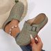 Cross-Border Plus Size Women's 2025 Summer New European And American Style Closed-Toe Metal Buckle Hollow Solid Color_vogvips.com