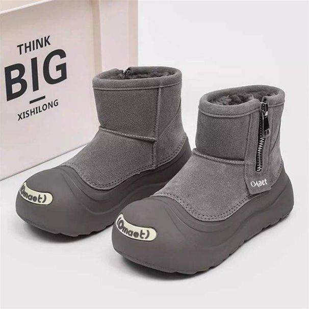 Cute Big Head Couple Snow Boots For Men And Women, Open Smile Winter Fleece Lined Thickened Northeast Cotton Shoes_vogvips.com