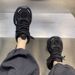 Warrior Soft Sole Lightweight Sneakers Women, Trendy Black Dad Shoes, Breathable Mesh Running Shoes For Autumn_vogvips.com