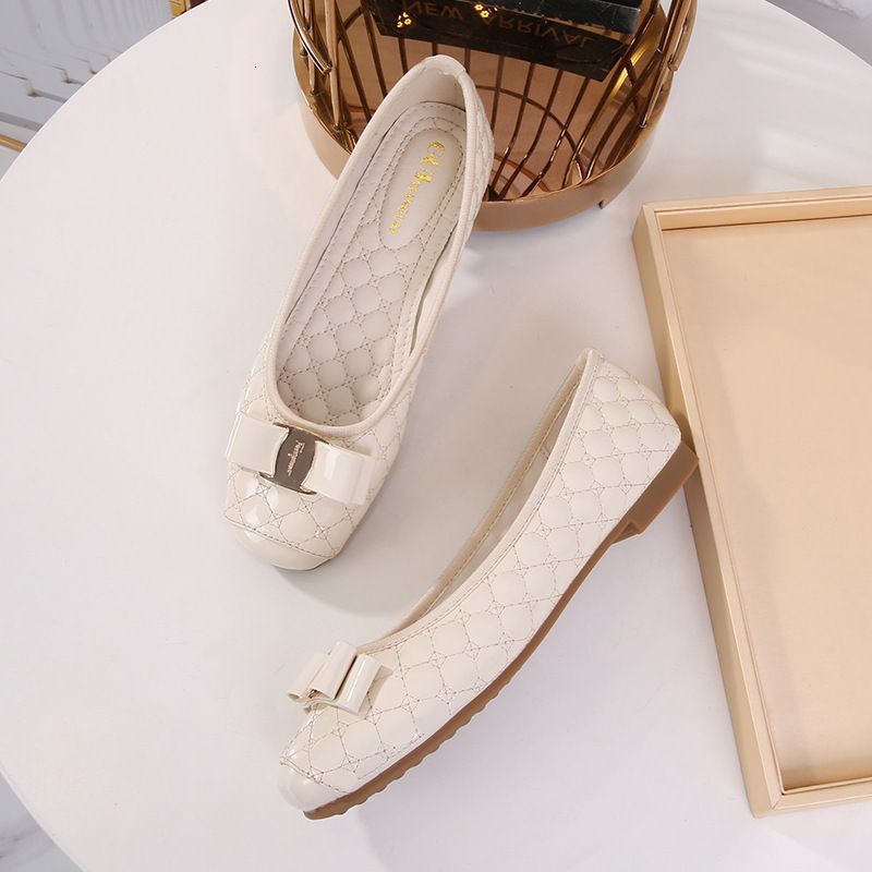 Women's Quilted Ballet Flats With Buckle Square Toe Slip On Casual Leather Decoration Outfit_vogvips.com