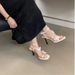 One-Strap Buckle Thin High Heel Sandals With Bowknot For Women 2025 Versatile Sexy Square Toe Roman Fashion Shoes_vogvips.com