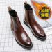 European Warm Series 2025 Autumn Winter New Casual Fashion Korean Style High-top Shoes Men's Large Size Youth Slip-on Leather Boots_vogvips.com