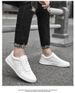 Round Head Lace-up Single Shoes Cowhide Men's Shoes Breathable Casual Board Shoes Men's Students Little White Shoes Men's Shoes_vogvips.com