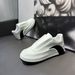 Genuine Leather White Men's Shoes Slip On Lazy Shoes Thick Sole Casual Versatile Sneakers Trend_vogvips.com