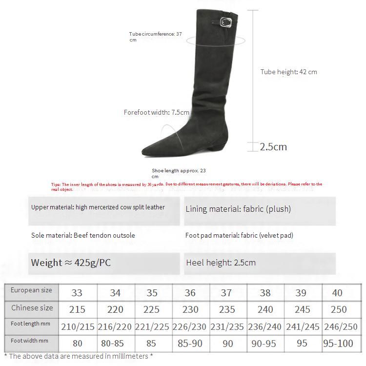 Cameido Natural Lazy Suede Pointed Toe Wrinkled Pile Western Cowboy Boots With Belt Buckle High Shaft_vogvips.com