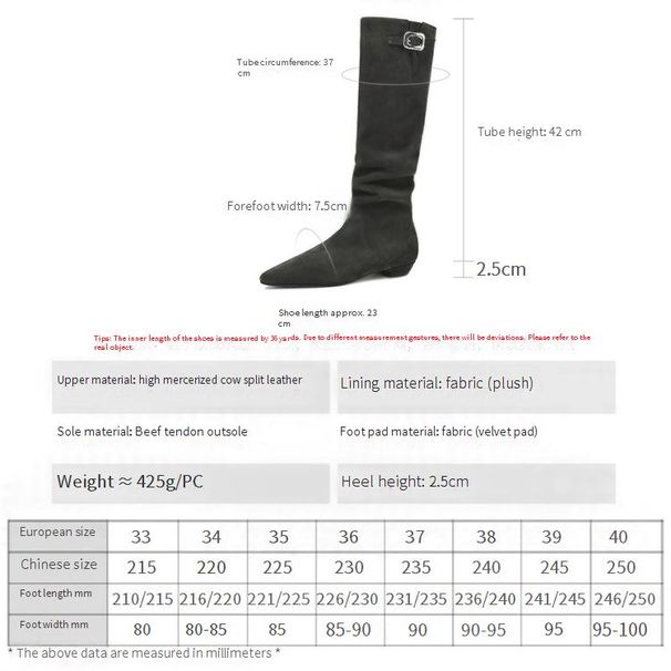 Cameido Natural Lazy Suede Pointed Toe Wrinkled Pile Western Cowboy Boots With Belt Buckle High Shaft_vogvips.com