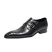 Voyage Fashion Men's British Pointed Toe Young Gentlemen Formal Buckle Monk Leather Top Layer Cowhide Suit Shoes Trendy_vogvips.com