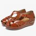2026 Summer New European And American Foreign Trade Shoes Hollow-out Velcro Large Size Wedge Heel Cross-border_vogvips.com