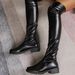 Women's Shoes Knee High Boots Chunky Heel Round Toe Casual Winter Boots Slip On PU Leather Waterproof Platform Boots For Women_vogvips.com