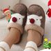 Cute Christmas Reindeer Cotton Slippers For Women, Winter Fashion Slippers, Home Anti-slip Couple Furry Slippers_vogvips.com