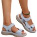 2025 New Summer Foreign Trade Cross-Border Large Size Thick-Soled Casual One-Strap Velcro Sandals Women's Shoes_vogvips.com