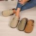 Women's Genuine Leather Slip-On Shoes - Comfortable Cork Sole Loafers With Hidden Wedge, Casual Closed-Toe Mules For Everyday Wear_vogvips.com