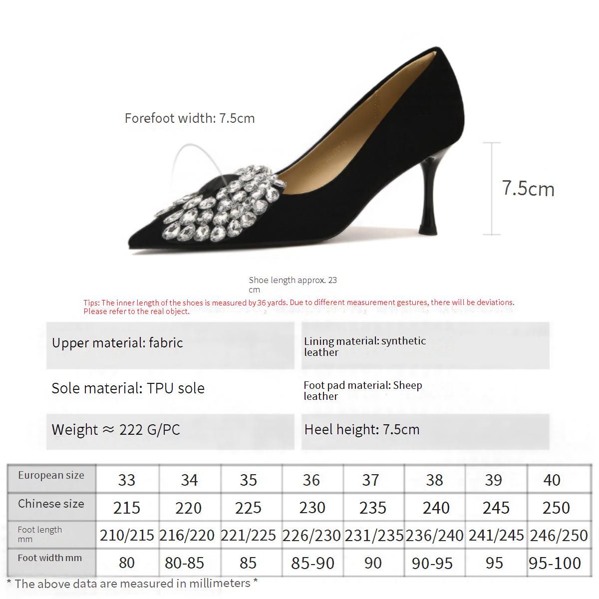 Cameido Women's High Heels - 7.5CM Pointed Toe Stiletto Pumps With TPU Sole & Velvet Fabric (Black/Burgundy)_vogvips.com
