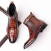Men's high-top zipper men's alligator print pointed business ankle boots_vogvips.com