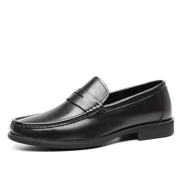 Professional One Foot Leather Elegant Gentlemen's Loafers, Men's Handmade Shoes, Simple Top Layer Cowhide Shoes_vogvips.com
