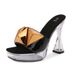 Women's 12CM High Heel Sandals - Sexy Transparent Strappy Club Shoes With Chunky Heel & Metallic Buckle Crystal Square Toe Non Slip Metal Buckle_vogvips.com