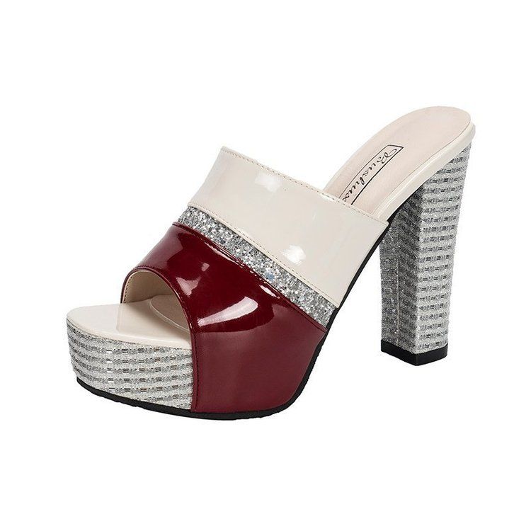 Women's High Heel Sandals - Summer Fashion Platform Peep Toe Mule Slides With Chunky Heel & Waterproof Sole_vogvips.com