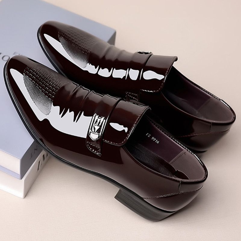 Brand New PU Leather Men Casual Business Office Work Shoes for Male Party Wedding Oxfords Point Toe Loafers_vogvips.com