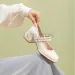 Dress Shoes Women Heeled Spring Fashion Retro Round Toe Large Size Shallow Mouth Thick Heel Casual High Heels For_vogvips.com