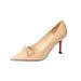Wide High Heels For Women, Stiletto Pointed Toe Shallow Mouth Bowknot Patent Leather Single Red Sole Sexy Women's Shoes,_vogvips.com