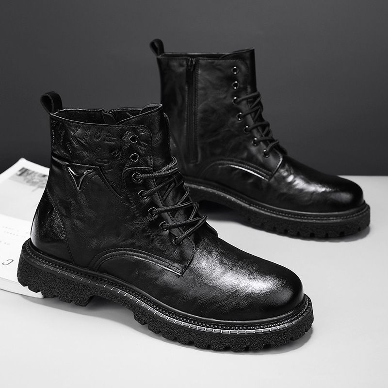 European Warm Series Autumn Winter Fashion Martin Genuine Leather Casual Big Toe Work Men's Boots Height Increasing Large Size_vogvips.com