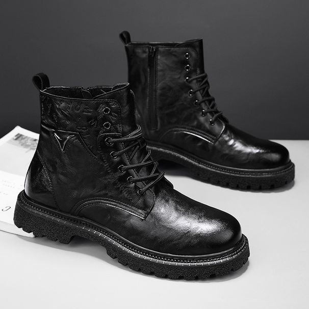 European Warm Series Autumn Winter Fashion Martin Genuine Leather Casual Big Toe Work Men's Boots Height Increasing Large Size_vogvips.com