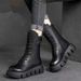 Winter New All-in-one High Top Belt Buckle Muffin Bottom Brown Single Boots_vogvips.com