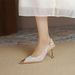 31-44 Size Embossed Satin High Heels Pointed Toe Shallow Mouth Stiletto Women's Versatile Single Shoes Sandals_vogvips.com