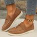 plus Size Women's Slip-On Loafers European American Style Low Heeled Shoes_vogvips.com
