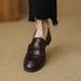 Super Soft Black Camellia Loafers 2025 Spring Autumn New British Style Slip-On Thick Sole Women's Shoes_vogvips.com