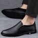 Men's Leather Shoes Style Low-top Retro Round Head Leather Shoes Dress Foot Loafers_vogvips.com