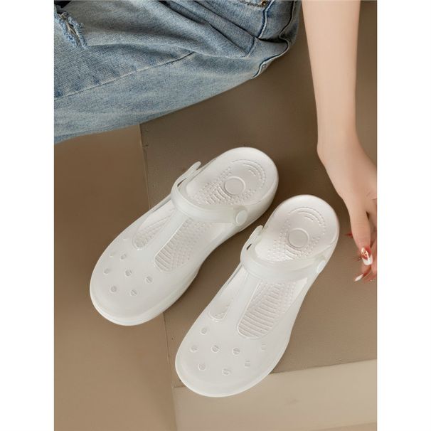 Clogs Non-Slip Garden Slippers Nurse Thick Sole Jelly Beach Sandals Flat Women's Shoes Plus Size Plastic_vogvips.com