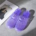 Fashionable Internet Celebrity Height-increasing Mid-heel Closed-toe Mules For Women, Summer Crystal Jelly Hollow_vogvips.com