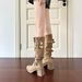 Autumn Winter New Style Cuffed Long Slouch Chunky Riding Women's Hot Girl Belt Buckle Heel Knee High Boots_vogvips.com