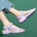 2025 Summer New Thick-Soled Sandals, Non-Slip Soft Sole, Velcro Closure, Casual Beach Shoes, Solid Color Versatile_vogvips.com