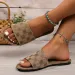 Vintage Printed Canvas Platform Slide Sandals Wide Single Strap Open Toe Thick Sole Casual Women Summer Slippers_vogvips.com