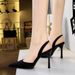 Summer High Heels Women's Shoes Suede Shallow Mouth Pointed Hollow Back Strap Sandals_vogvips.com